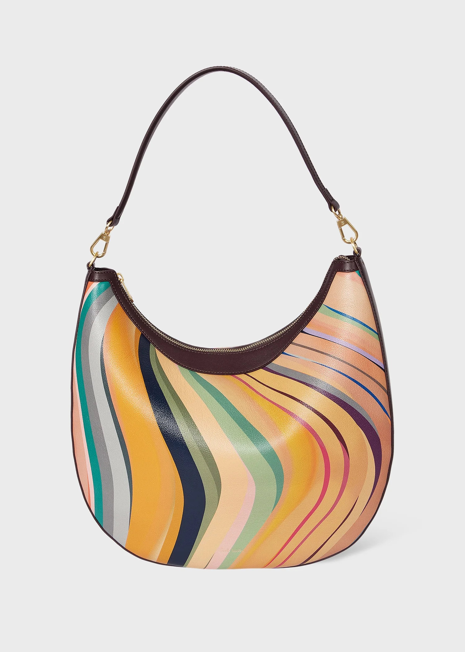 Women's 'Dusky Swirl' Leather Medium Round Hobo Bag - 1