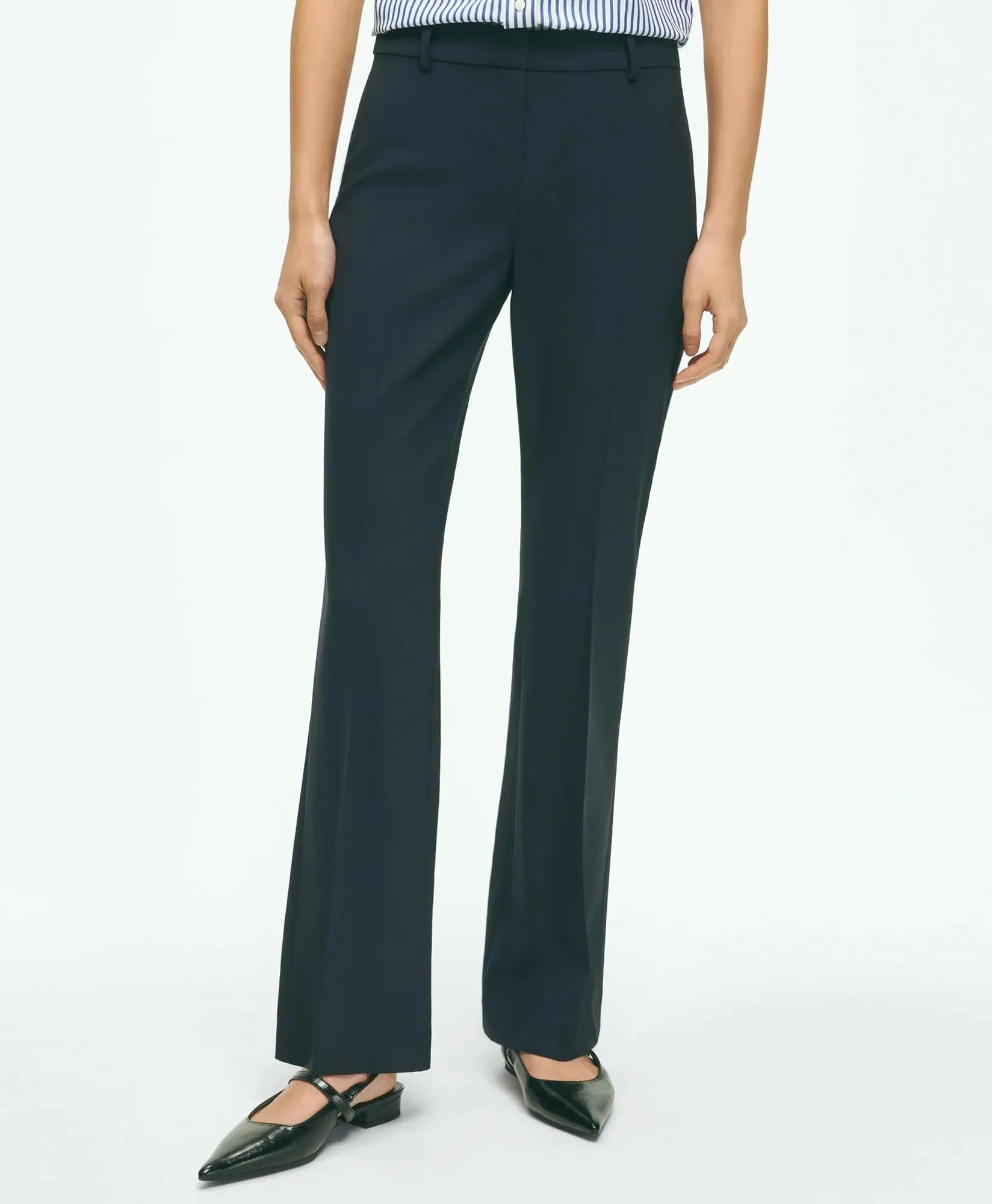 The Essentials Brooks Brothers Stretch Wool Flare Leg Trousers - 1