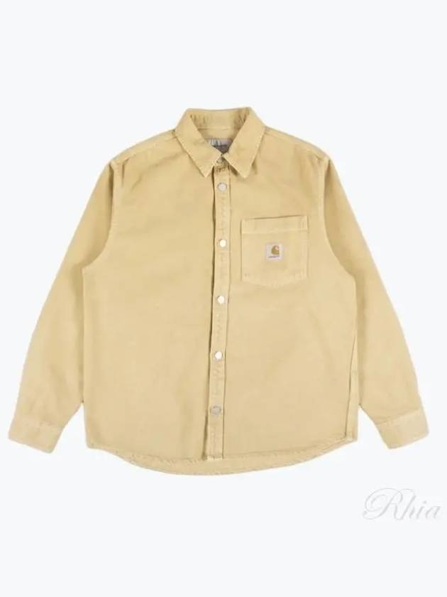 George Chest Logo Patch Denim Long Sleeve Shirt Beige - 2