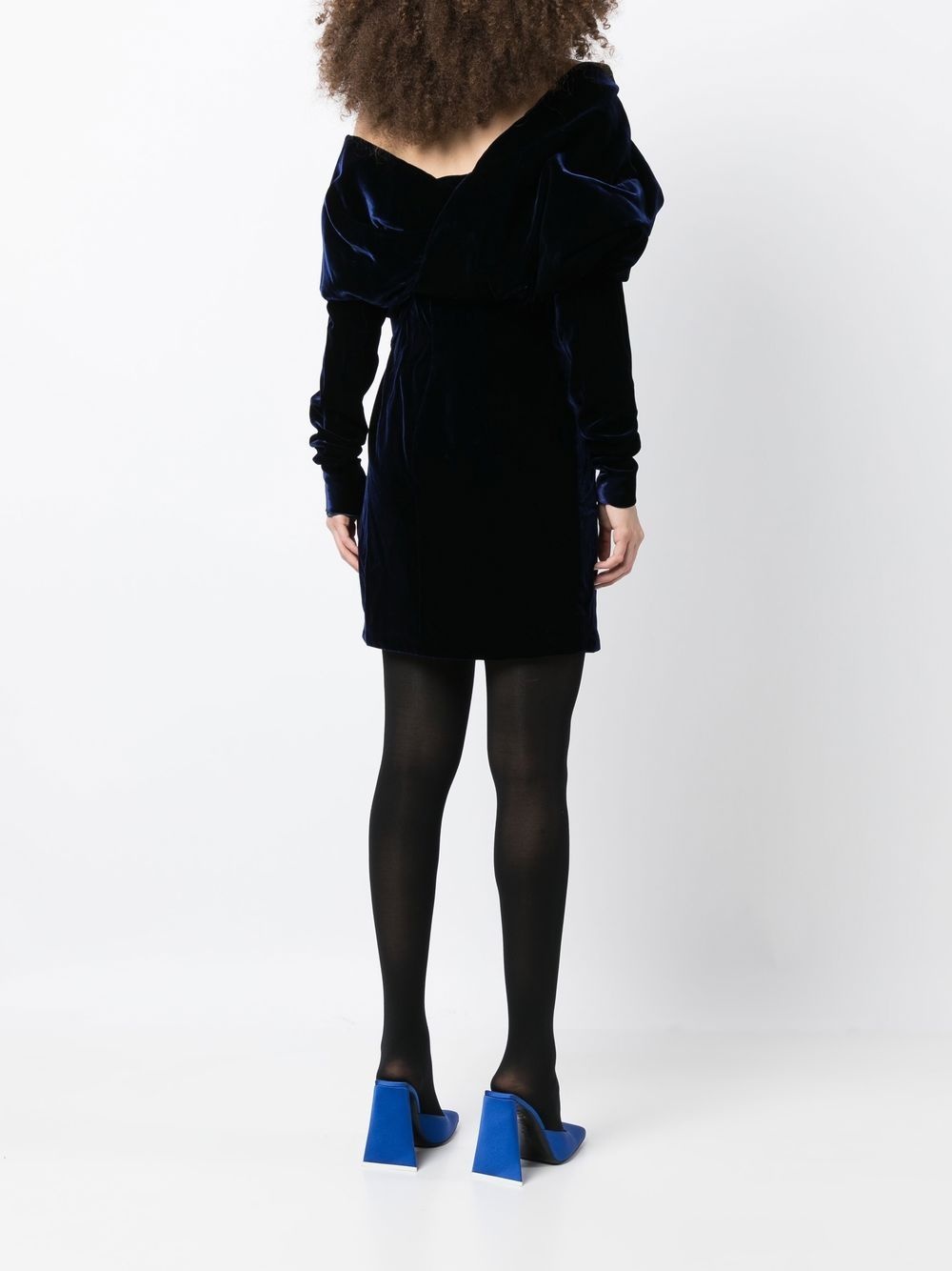 ruched-detailing velvet minidress - 4