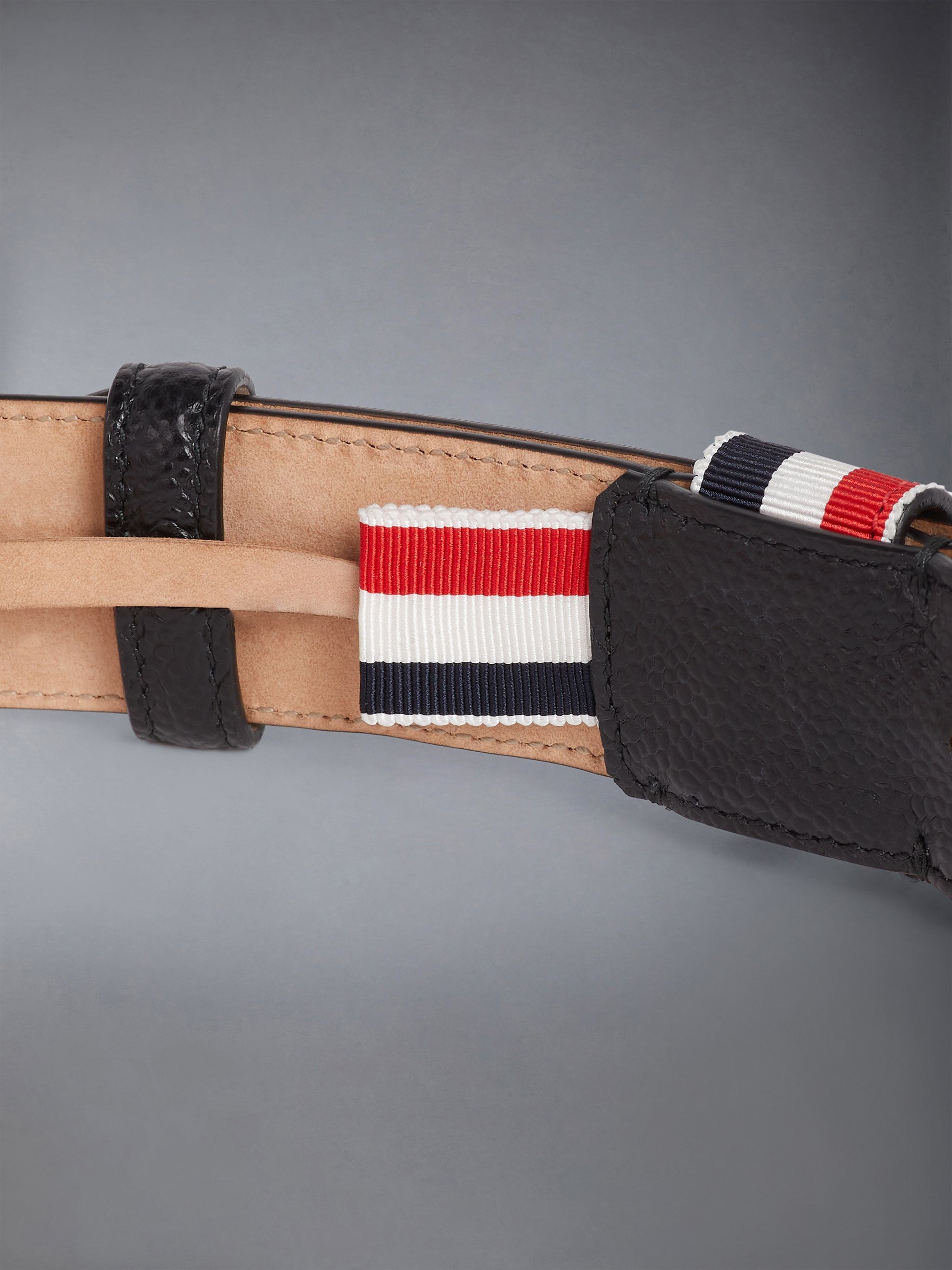 PEBBLE GRAIN STRIPED LOOP 35MM BELT - 3