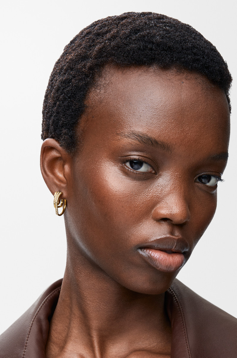 Loewe Stacked hoop earrings in sterling silver and crystals outlook
