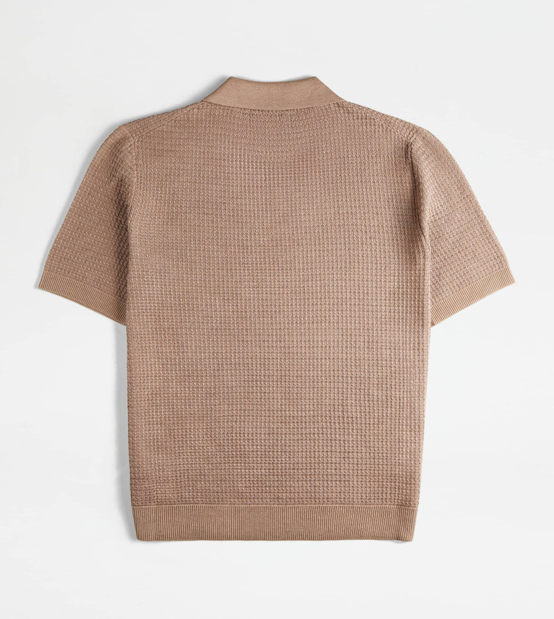 Tod's POLO SHIRT IN SILK BLEND KNIT - BEIGE, PINK outlook