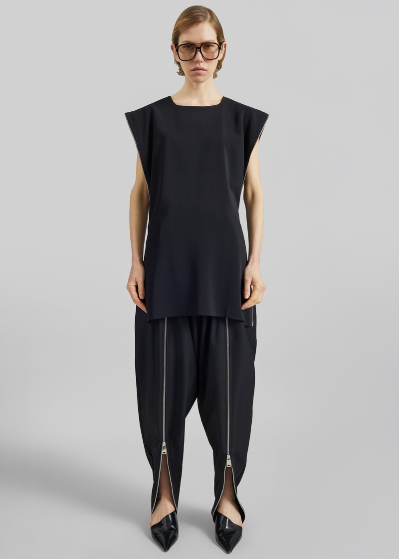 Bevza Zipper Tunic Top - Black 5