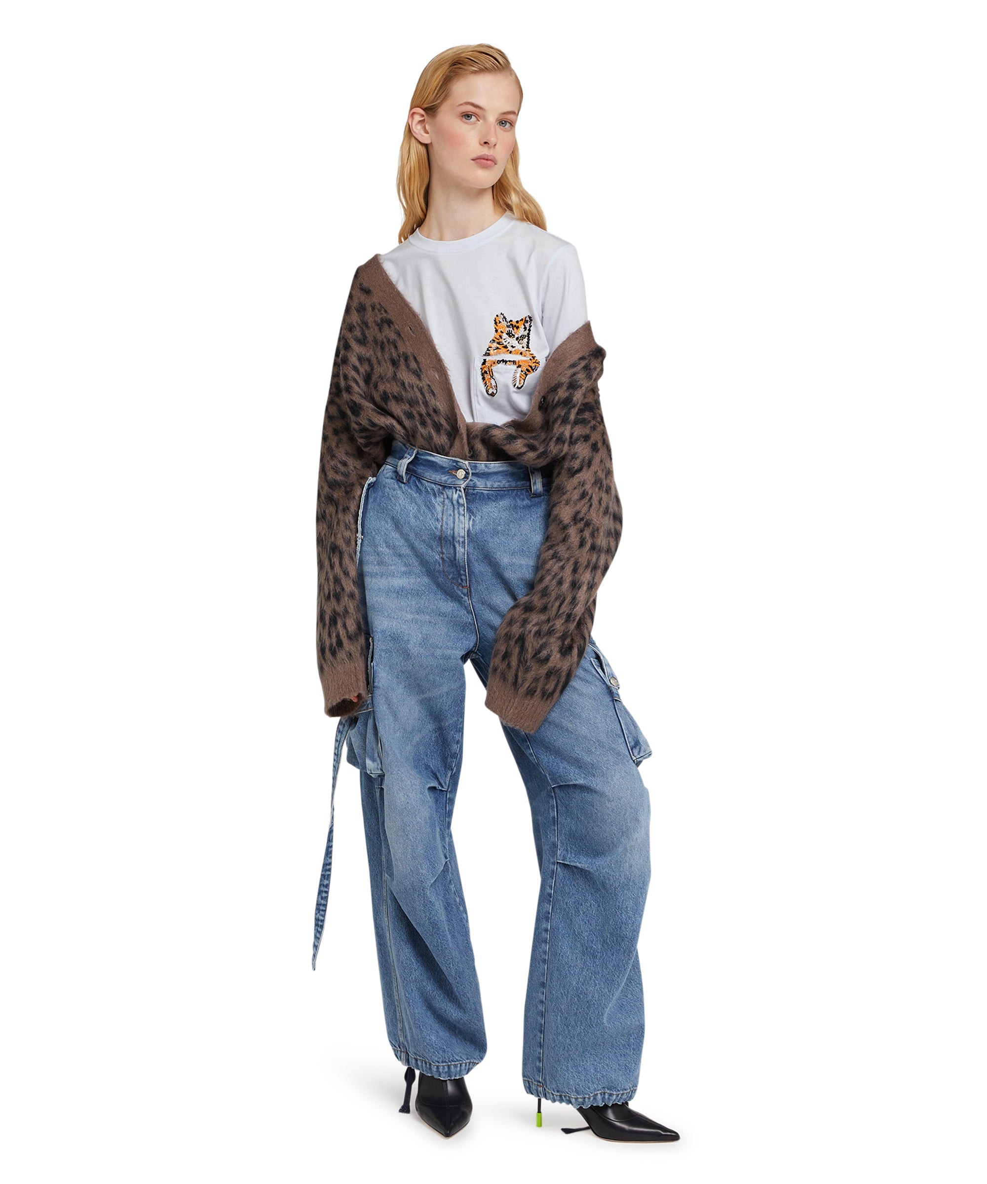 Cotton crewneck t-shirt with "Cat on pocket" print - 5