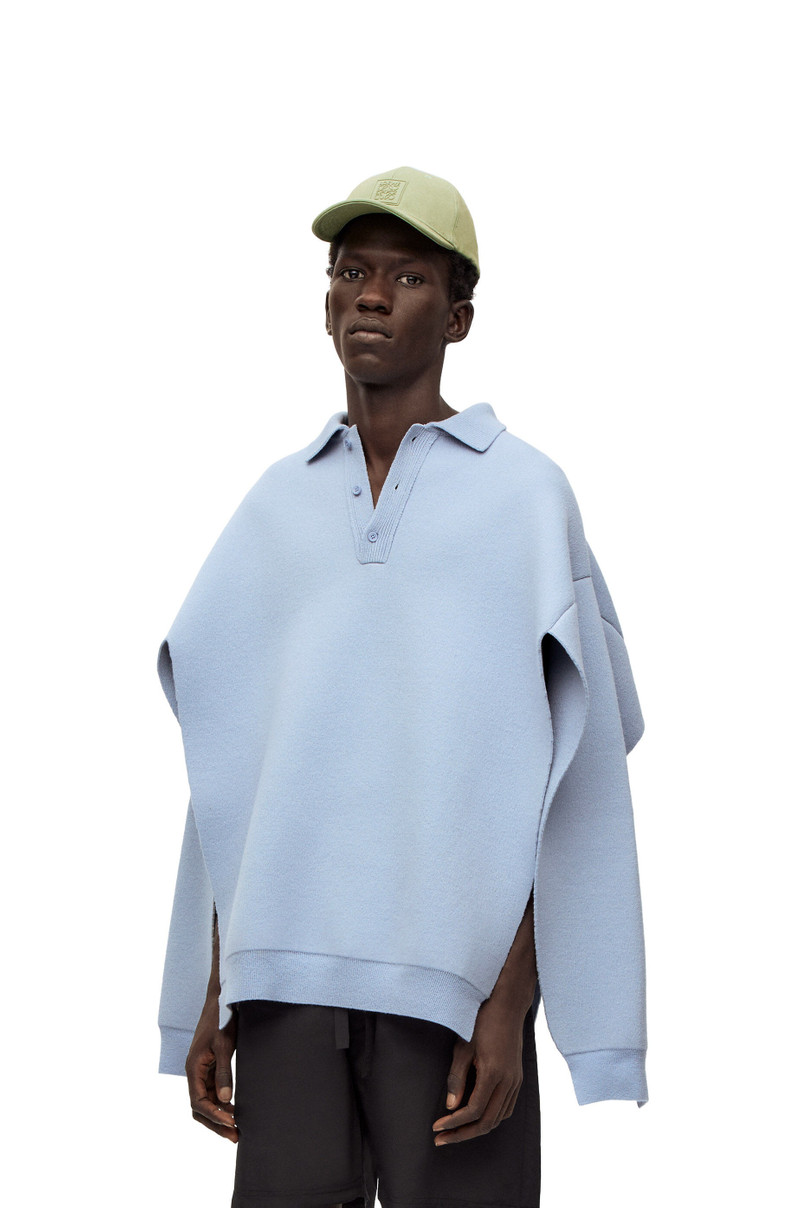 Open seam polo sweater in wool 3