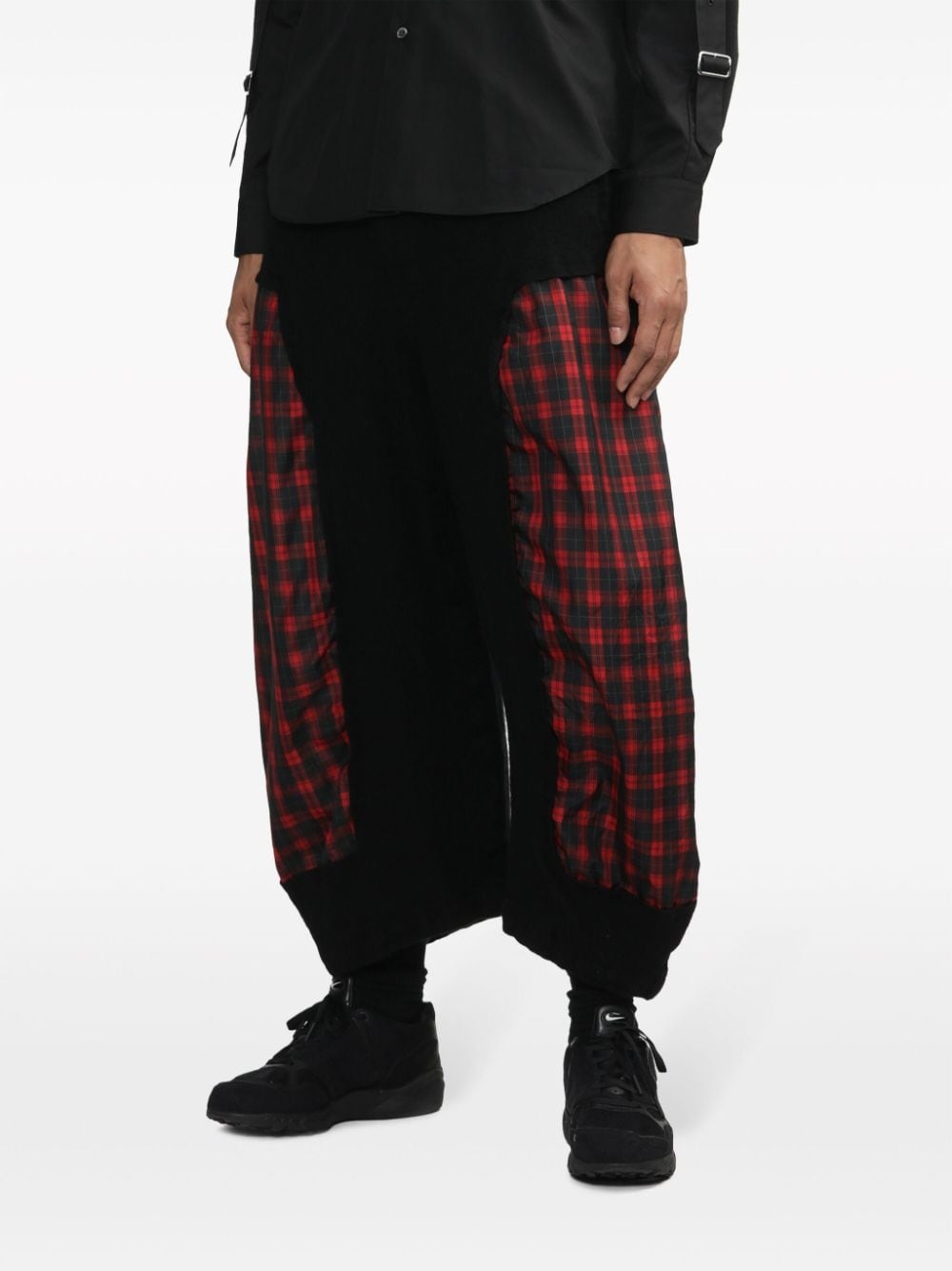 tartan-check panel trousers - 2