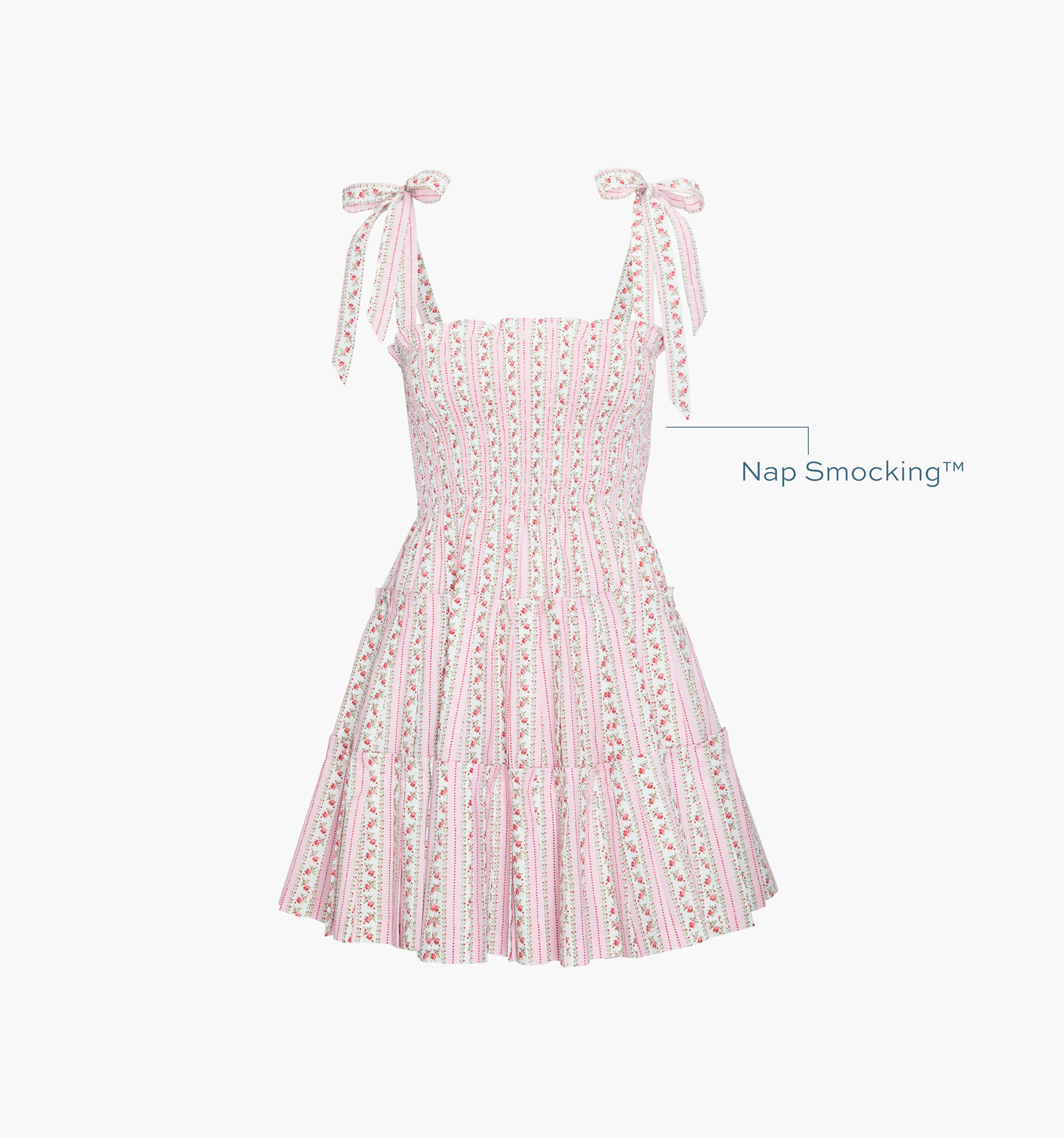 The Ribbon Charlotte Nap Dress - Pink Floral Dot Stripe - 1