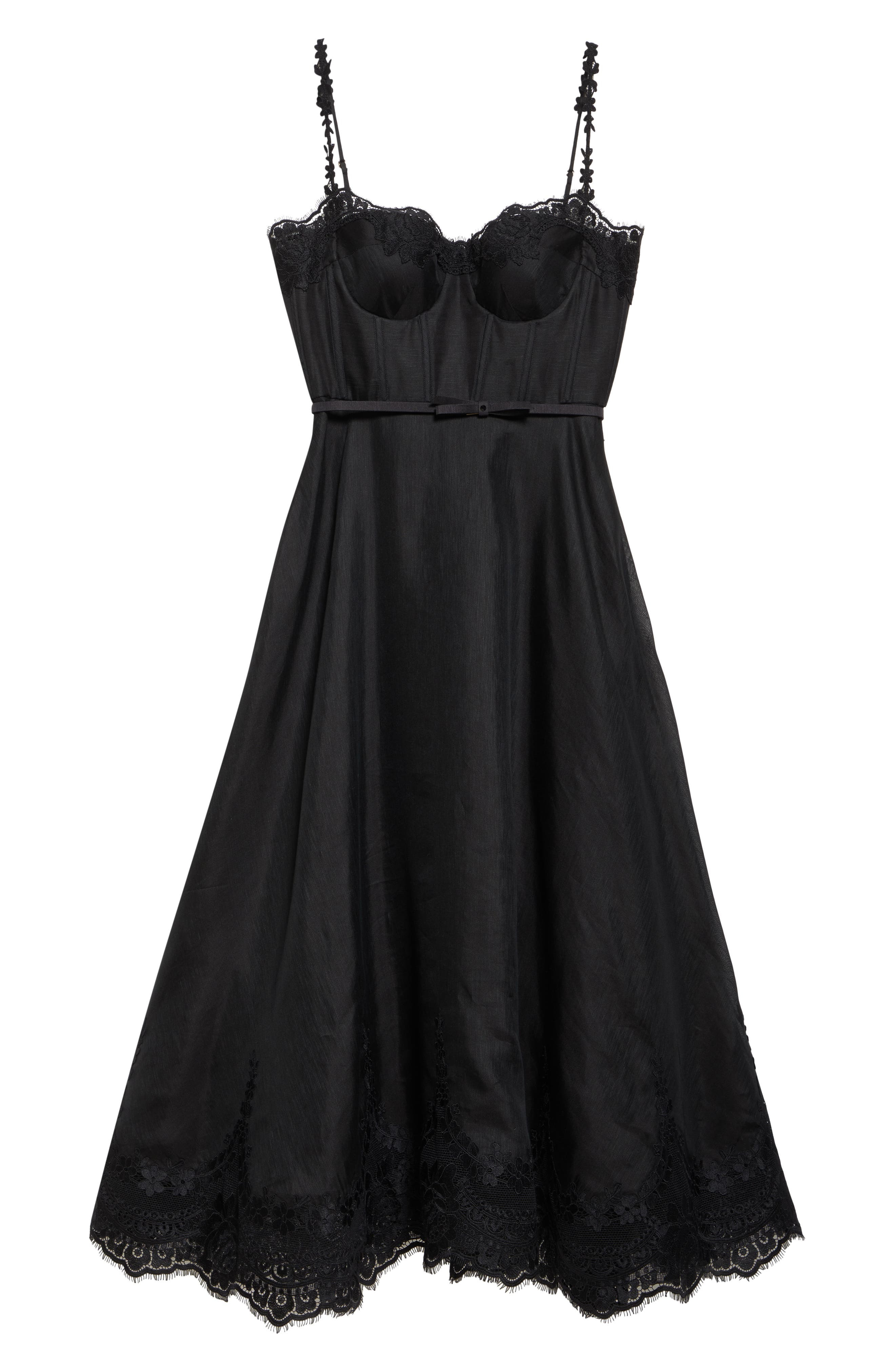 Zimmermann Hypnotic Lace Trim Corset Dress in Black at Nordstrom - 5