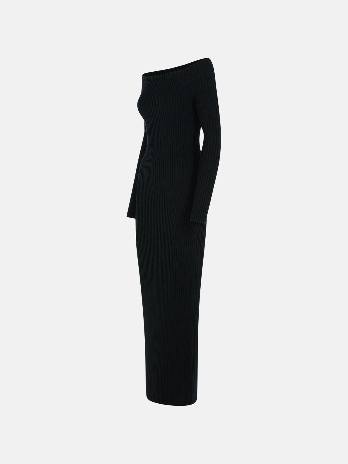 'ARNES 1234' SHEATH DRESS IN BLACK WOOL AND CACHEMIRE - 2