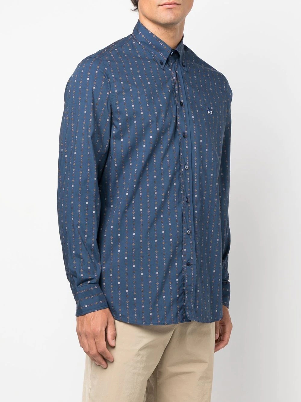 embroidered-logo button-up shirt - 3