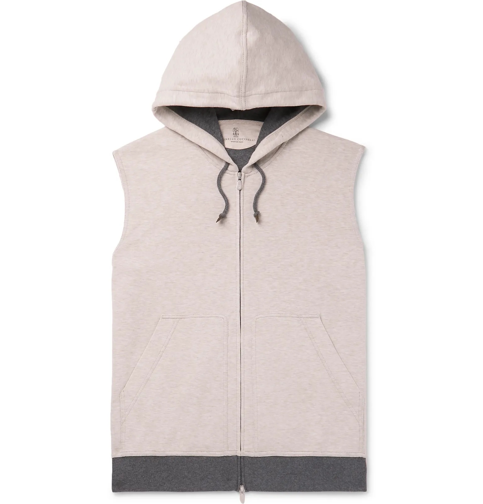 Slim-Fit Cotton-Blend Jersey Hooded Gilet - 1