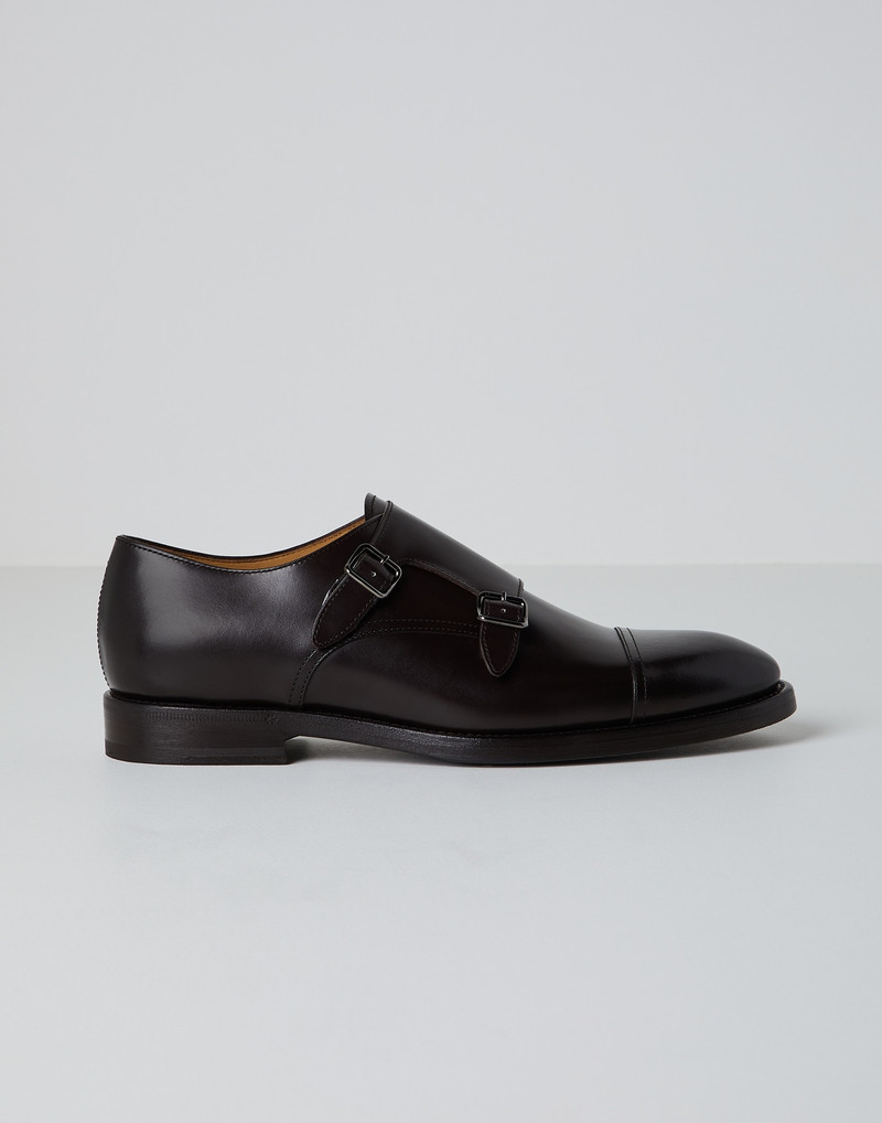 Double monk strap cap toe shoes in smart calfskin 1