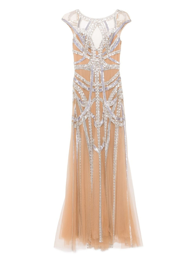 roads-embroidered flared gown 1