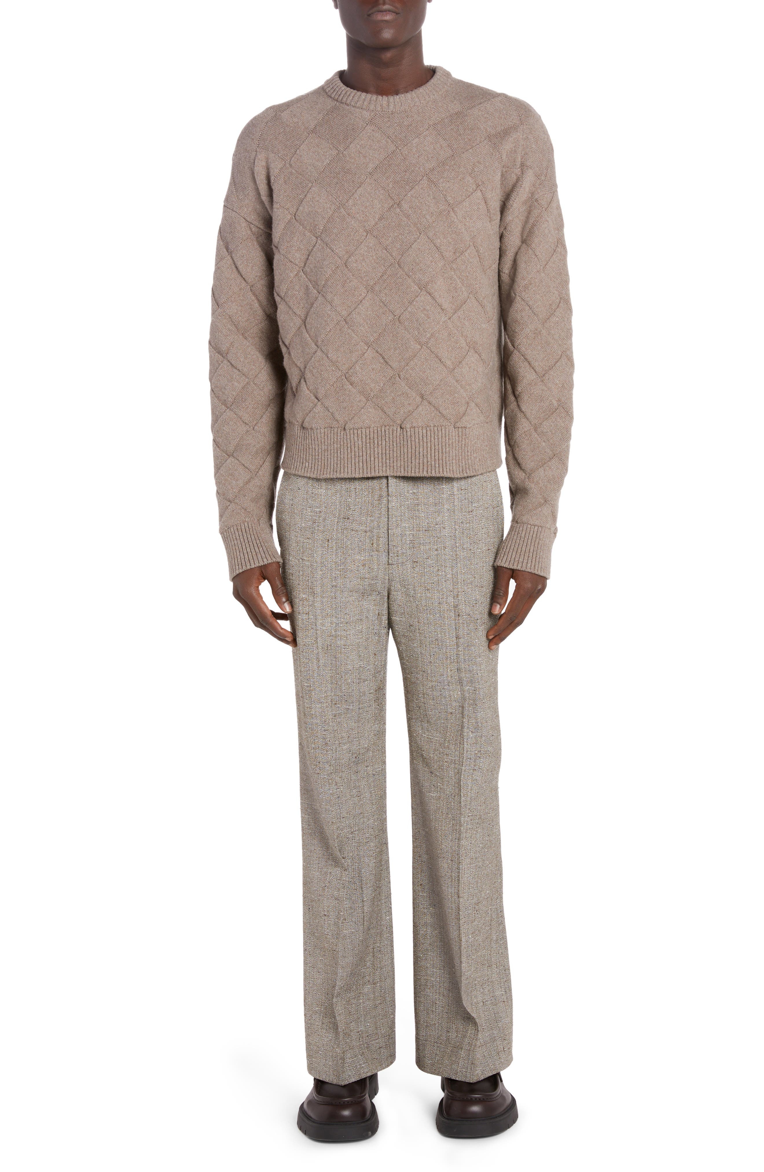 Bottega Veneta Knotted Mélange Trousers in Brown/White/Blue at Nordstrom - 8