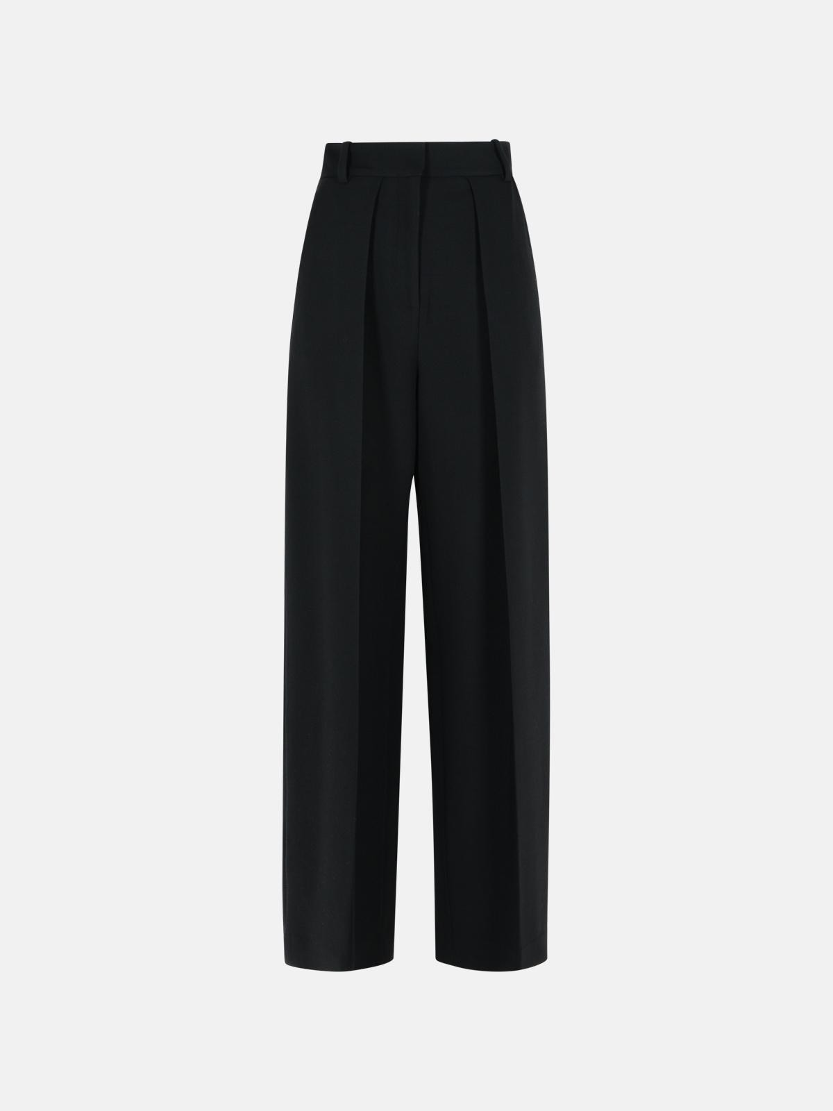 'MARIS' BLACK POLYESTER BLEND PANTS - 1