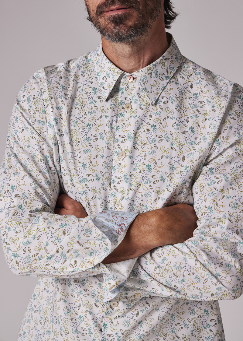White Organic Cotton 'Globe Flower' Shirt 4