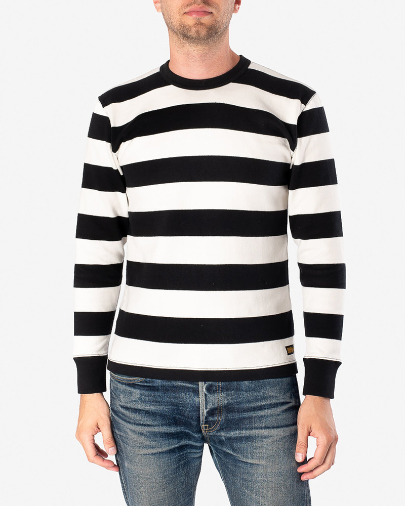 Iron Heart IHTB-01-BLK-WHT 11oz Cotton Knit Long-Sleeved Sweater - Black/White outlook