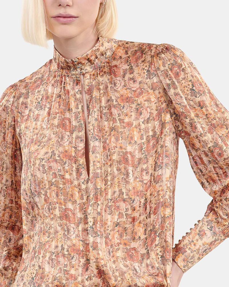 FLOWER PRINT SILK TOP 6