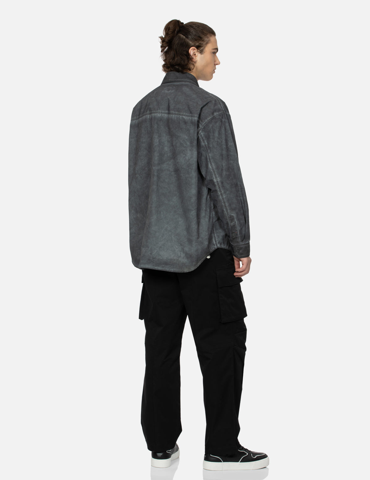 WASHED SEAGULL EMBROIDERY LOOSE FIT SHIRT - 4