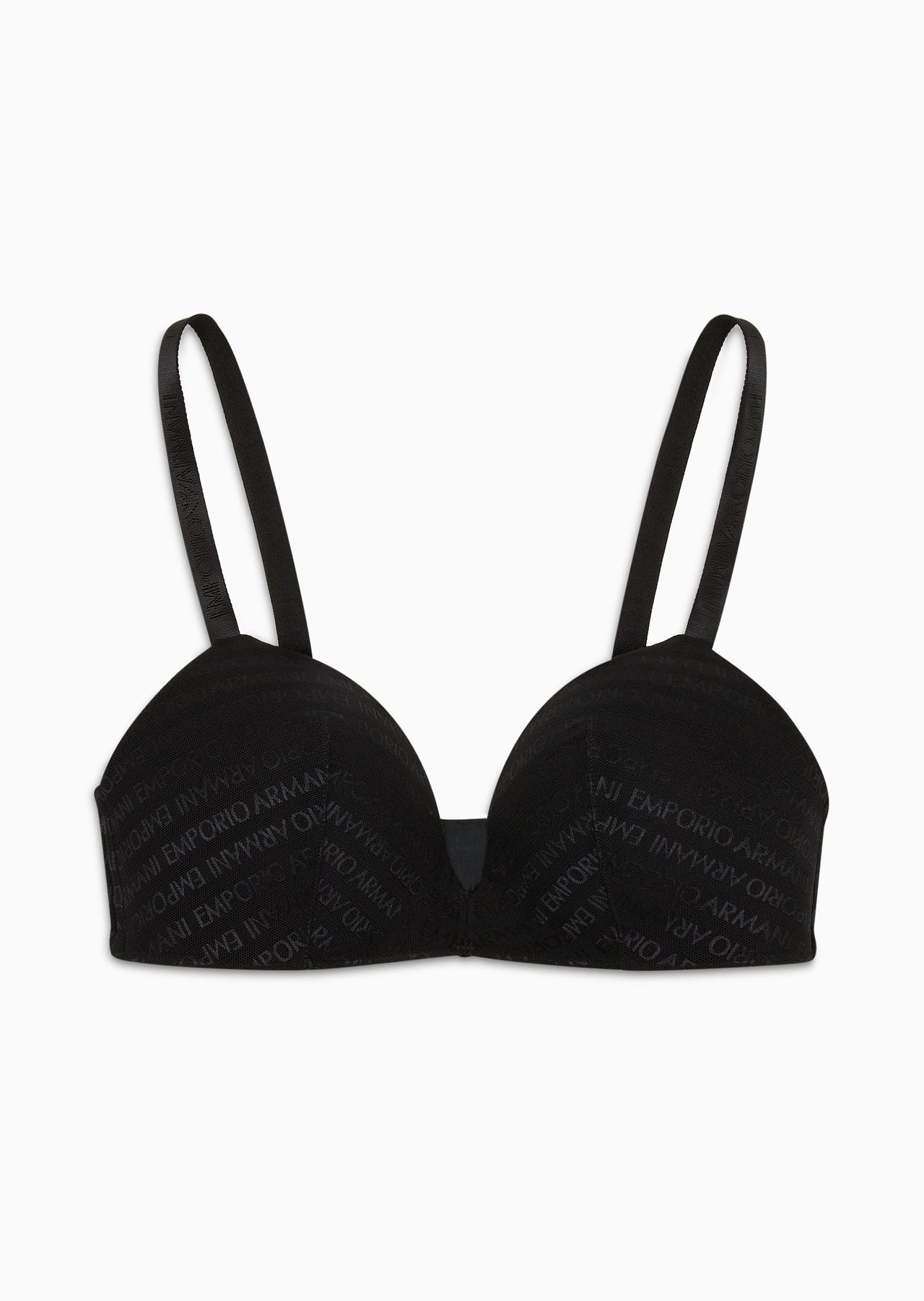 ASV padded triangle bra in recycled bonded mesh with all-over logo lettering - 1