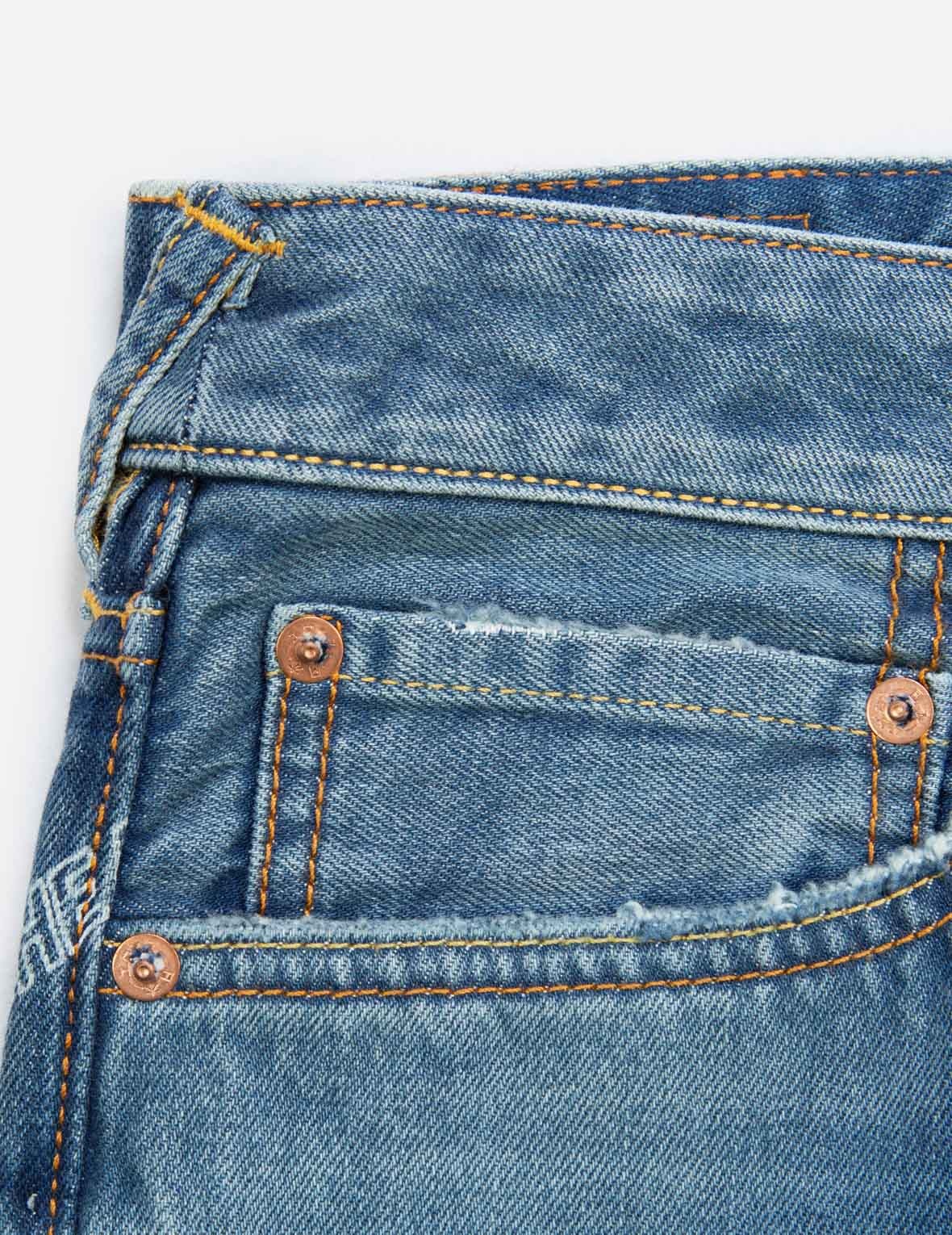 ALLOVER GODHEAD AND LOGO DISCHARGED  PRINT CARROT-FIT JEANS #2017 - 8