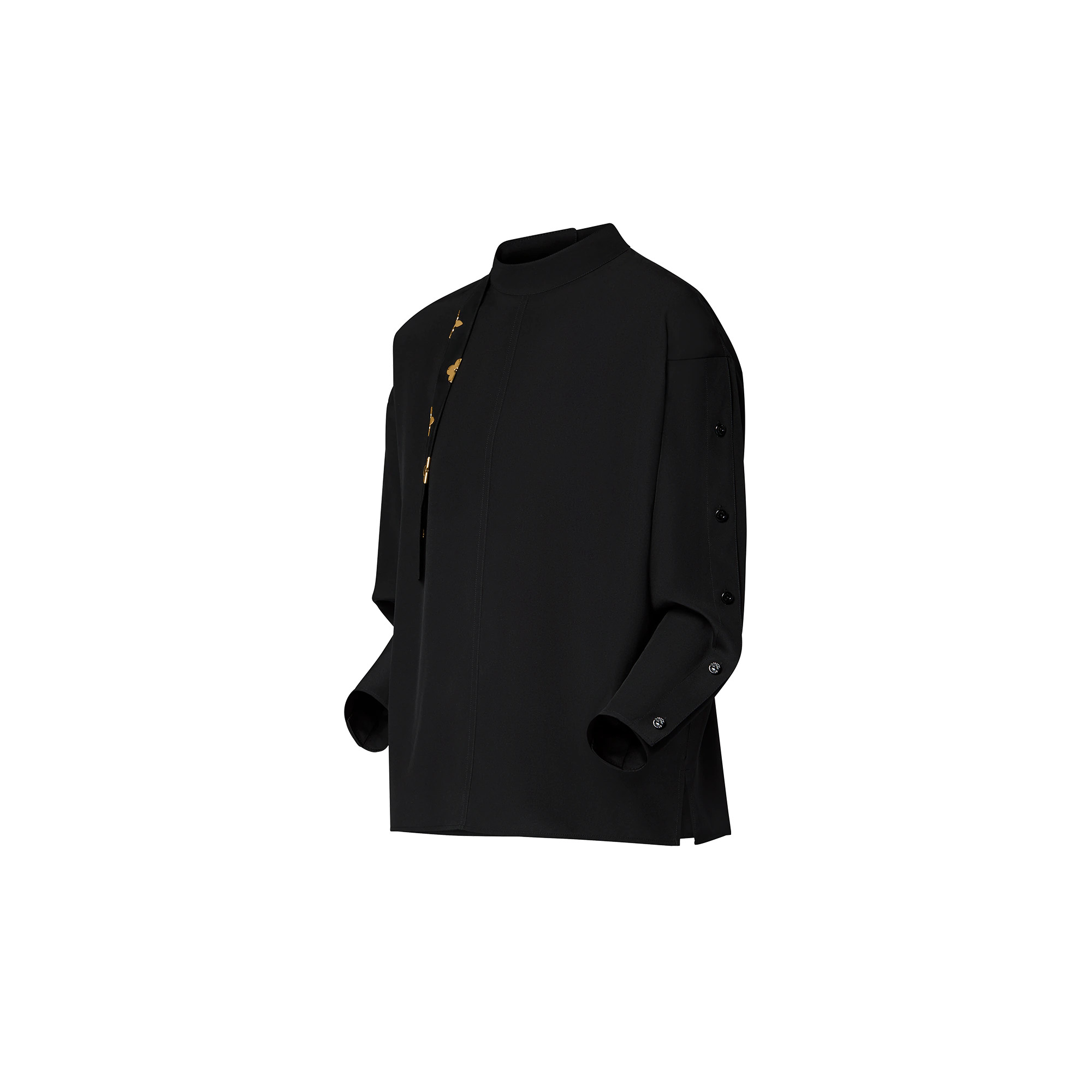 Monogram Lavaliere Button Sleeve Blouse - 2