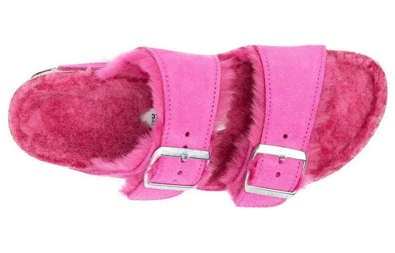 Birkenstock Arizona Shearling Suede Leather Narrow Fit Sandals 'Fuchsia Tulip' 1025554 3