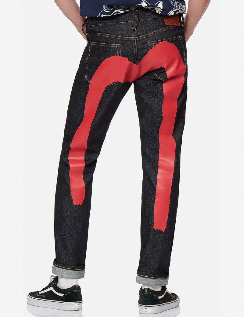 RED BRUSHSTROKE DAICOCK SLIM STRAIGHT FIT JEANS #2010 3