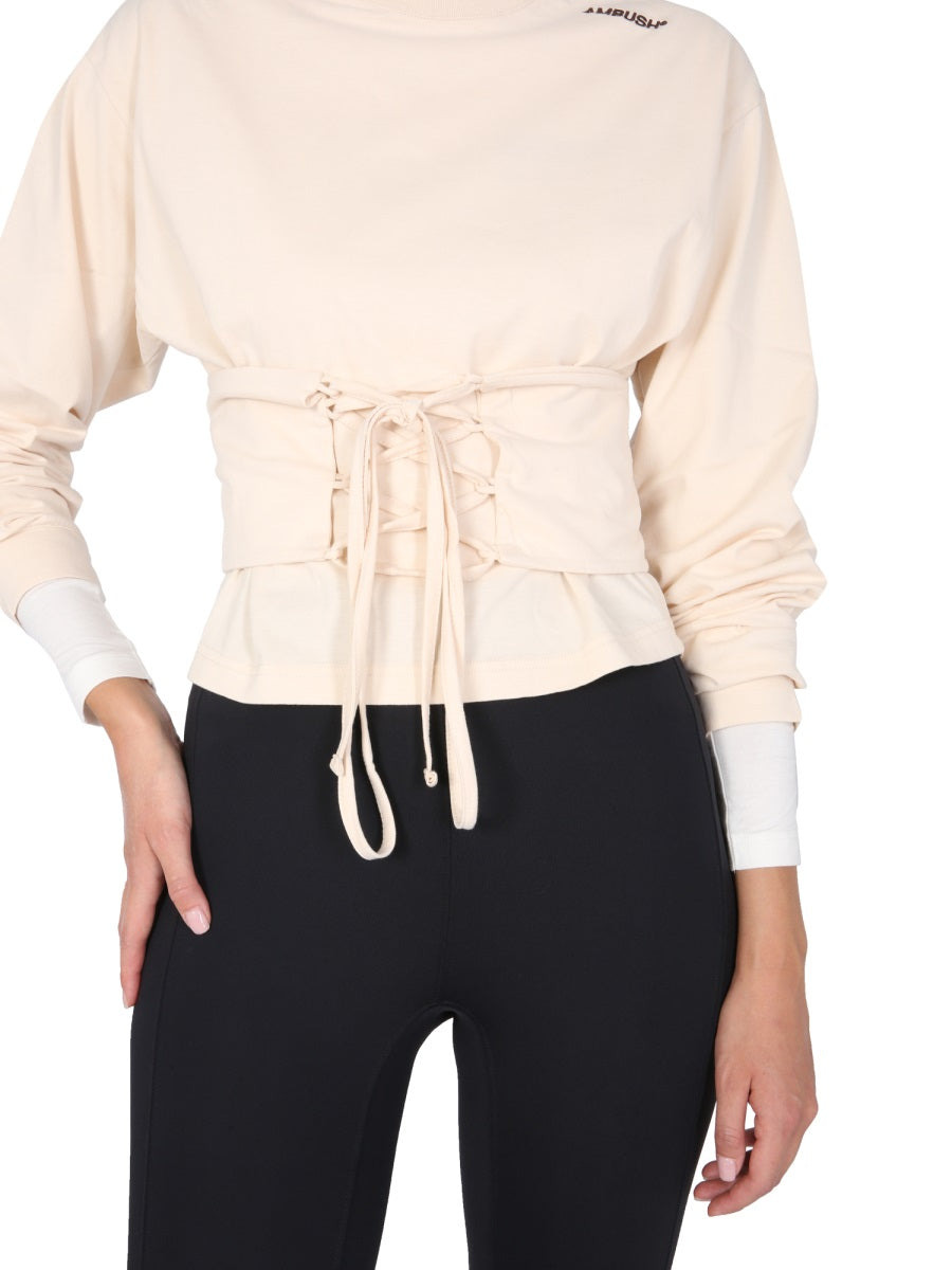 Ambush Women T-Shirt With Corset Belt - 4