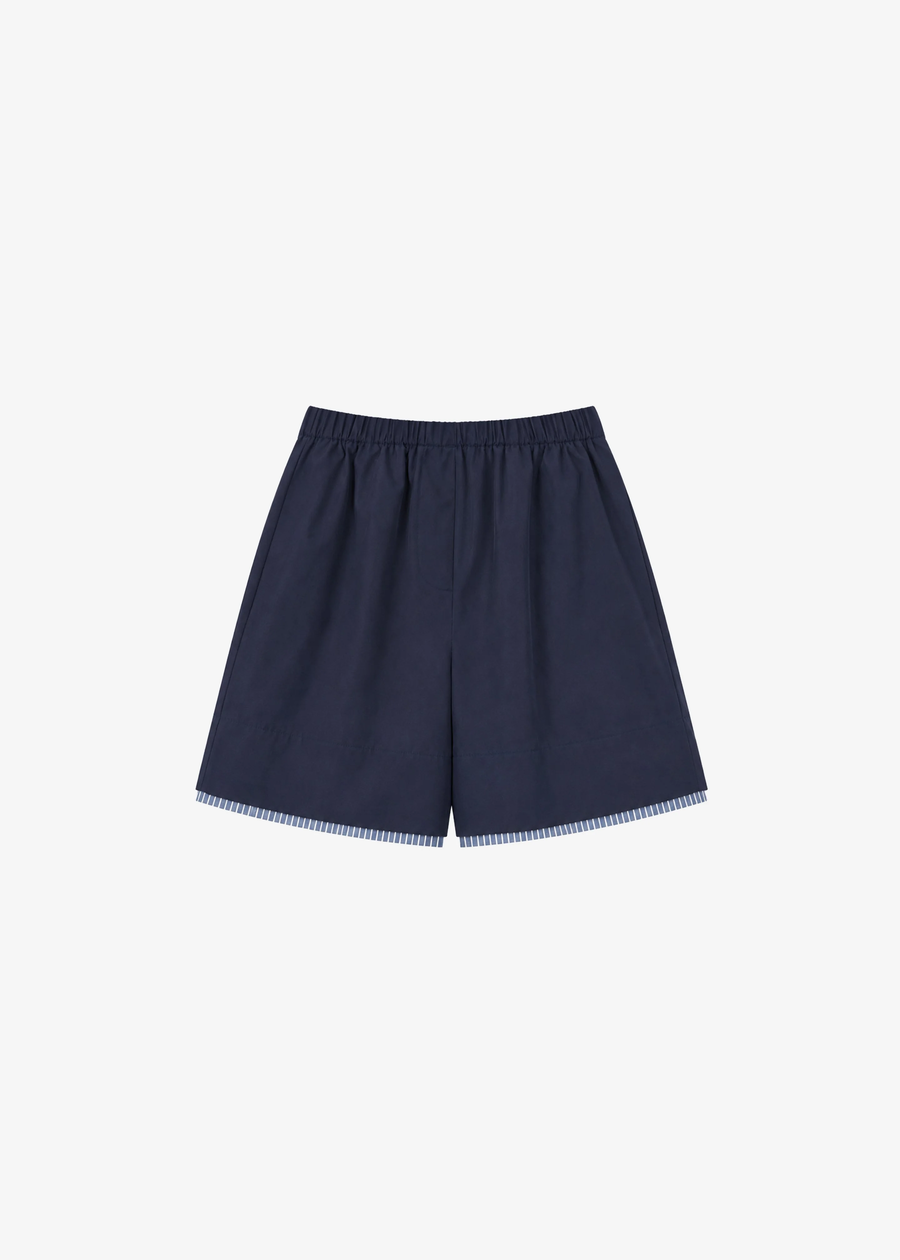 Menton Layered Hem Shorts - Navy/White Stripe - 1