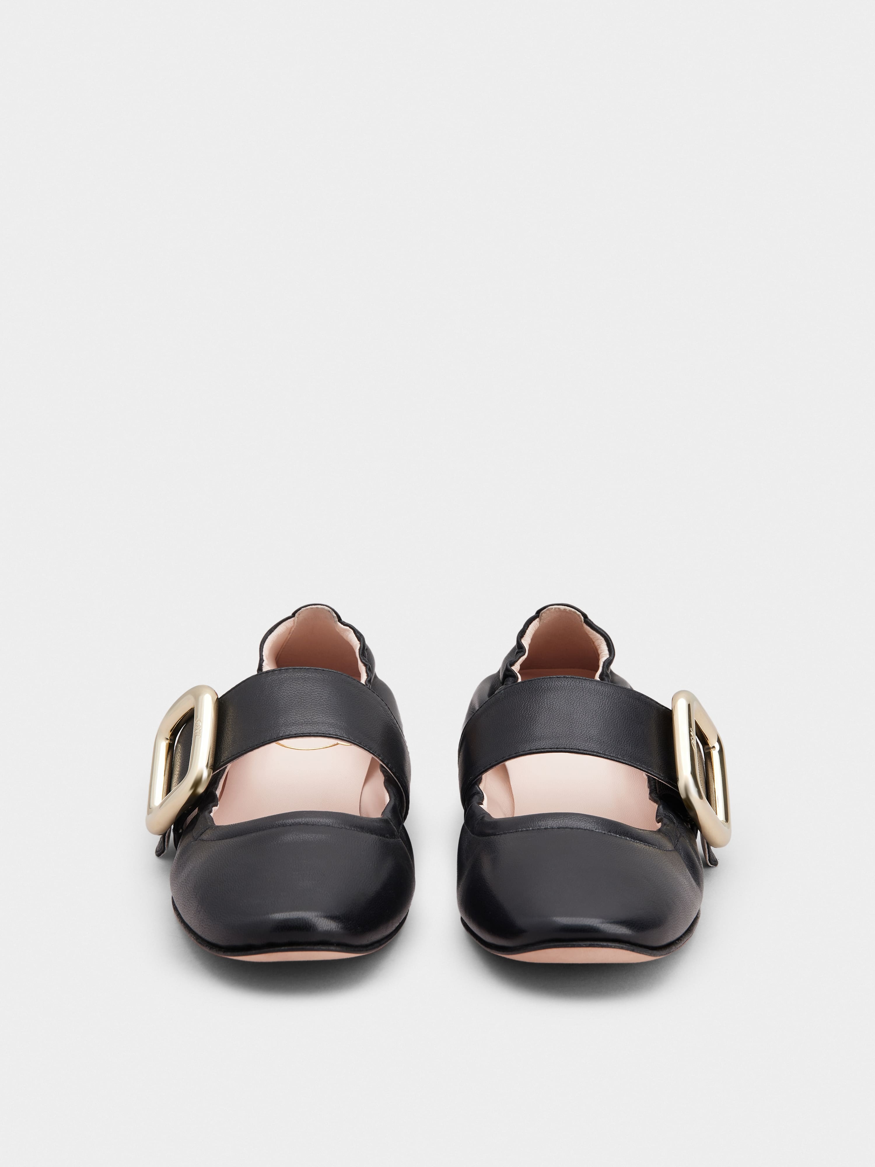 Viv' Choc Metal Buckle Babies Ballerinas in Leather - 7