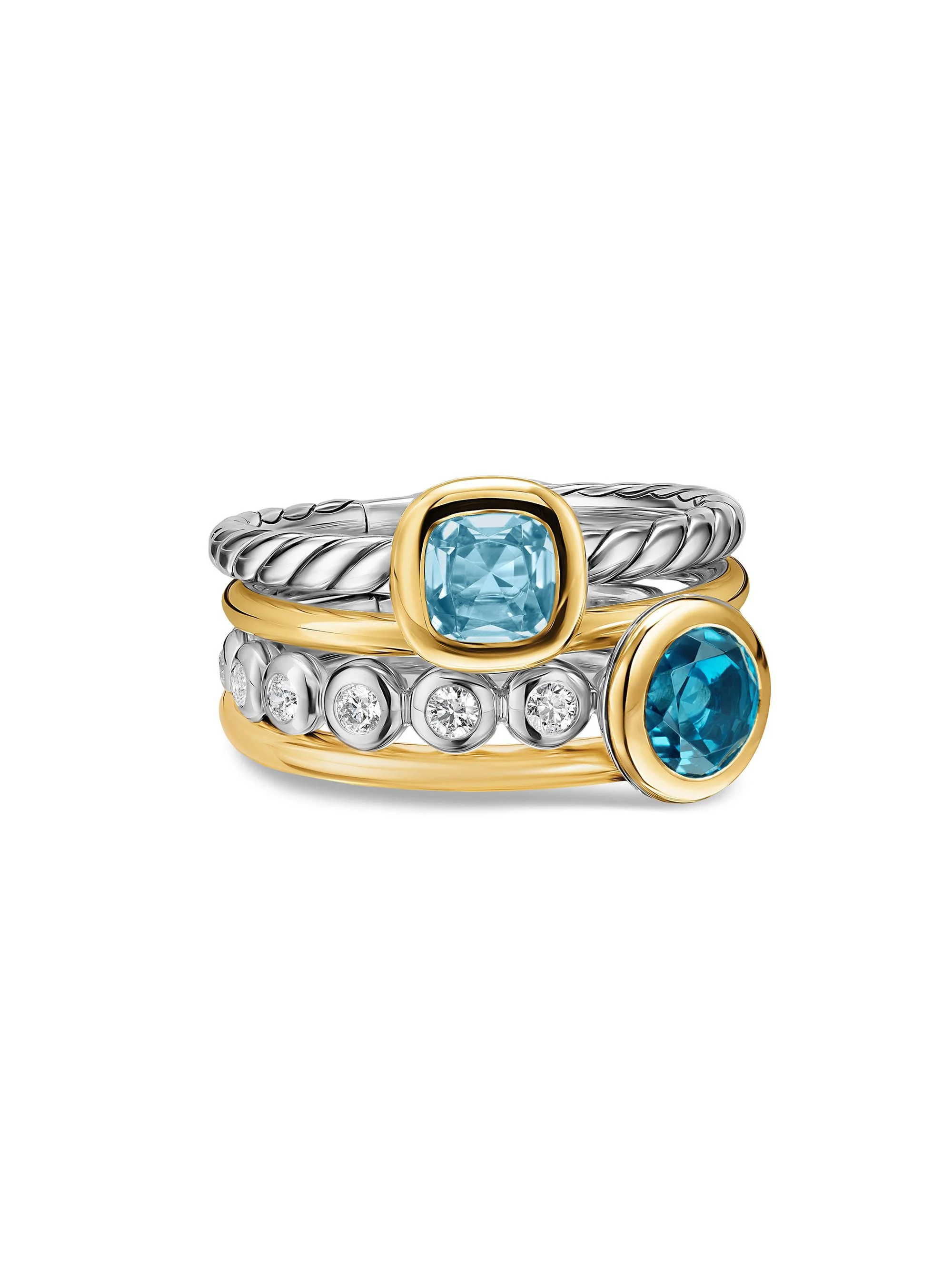 Women's DY Mercer Color Stone Multi Row Ring in Sterling Silver - Sky Blue Topaz - 1