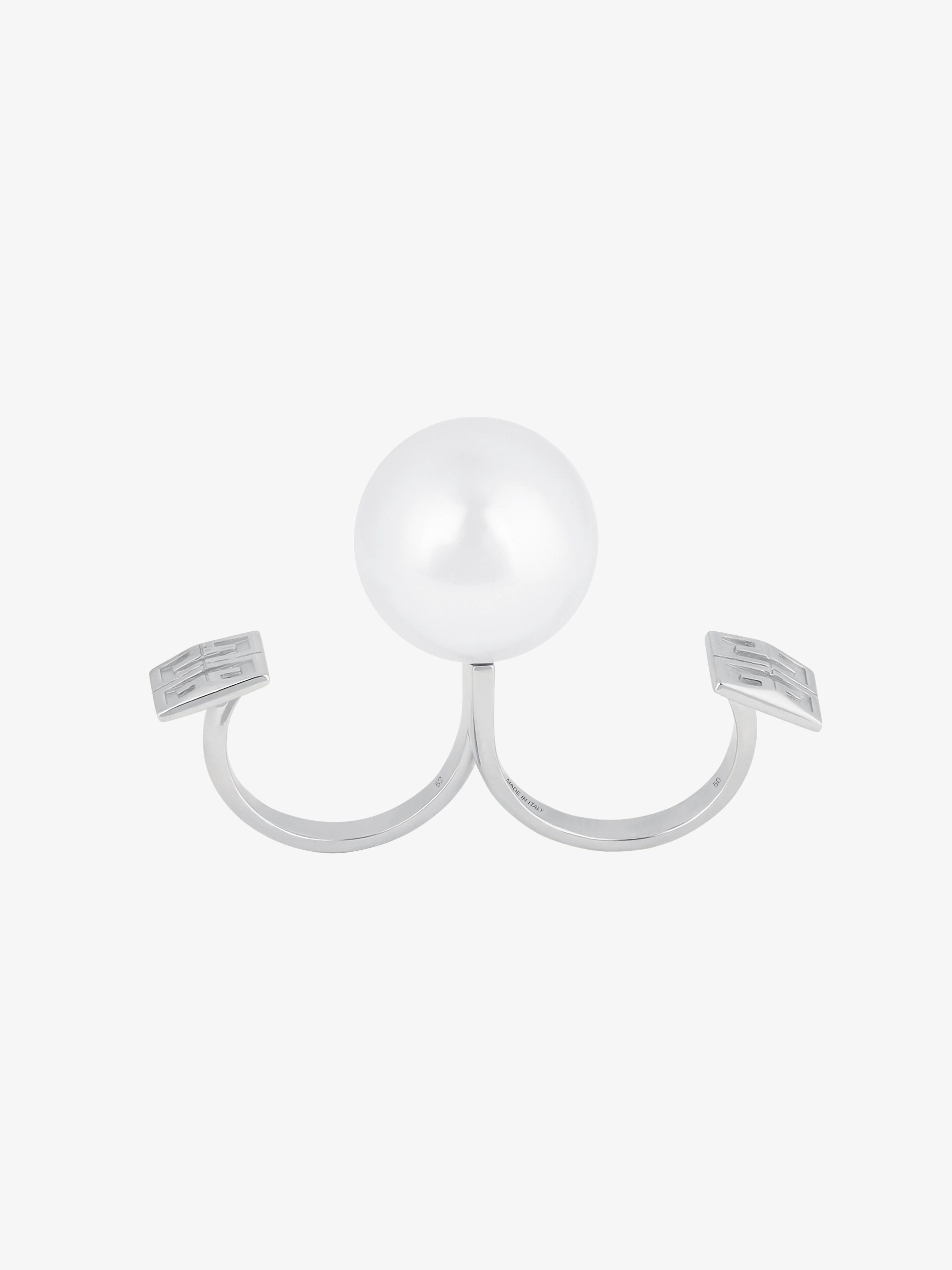 4G PEARL DOUBLE RING WITH CRYSTALS - 2