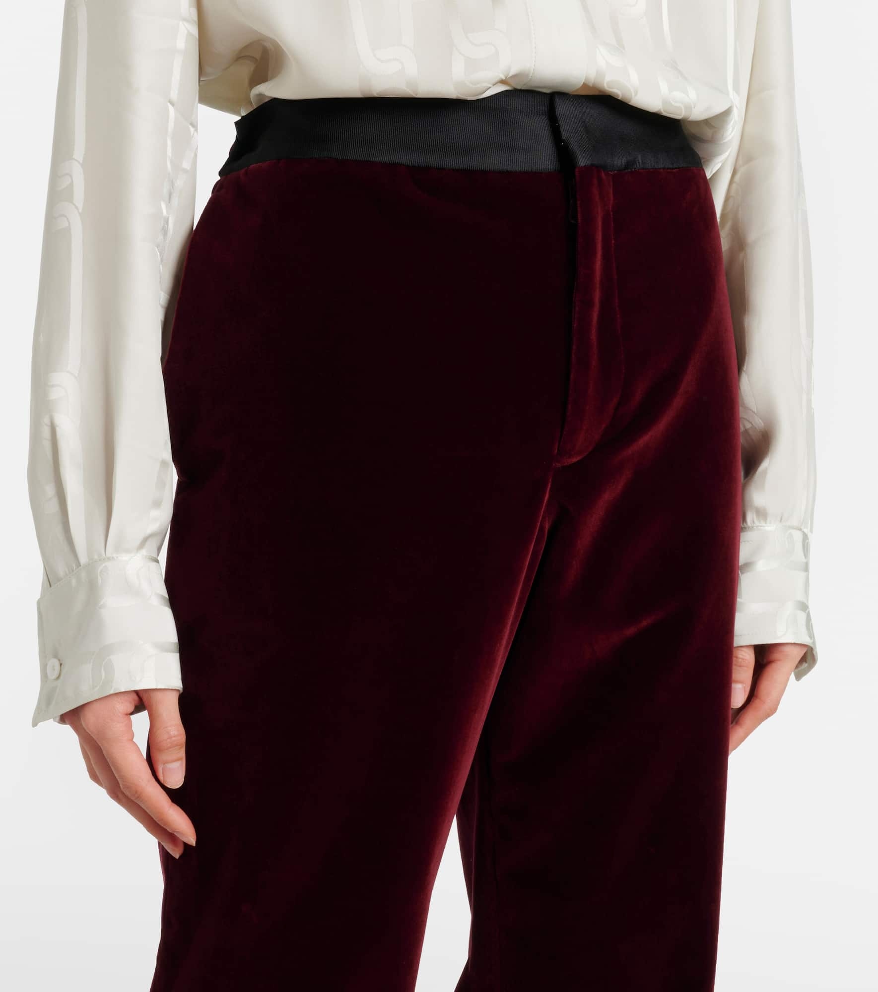 High-rise cotton velvet flared pants - 4