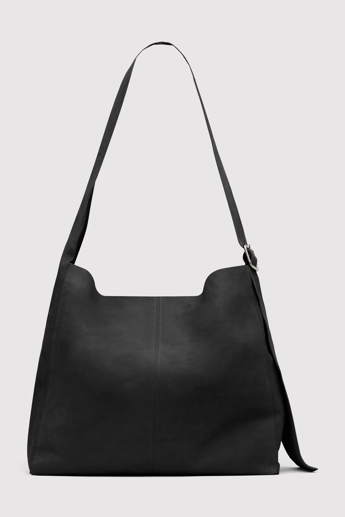 Oversized Nubuck Satchel - Black - 5