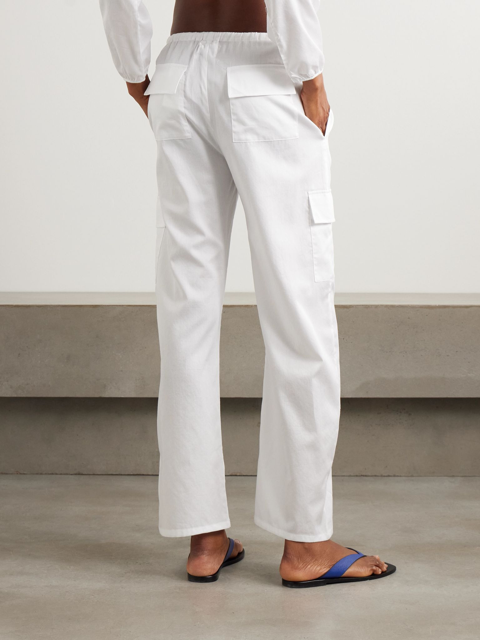 Yoko cotton-poplin straight-leg pants White - 3