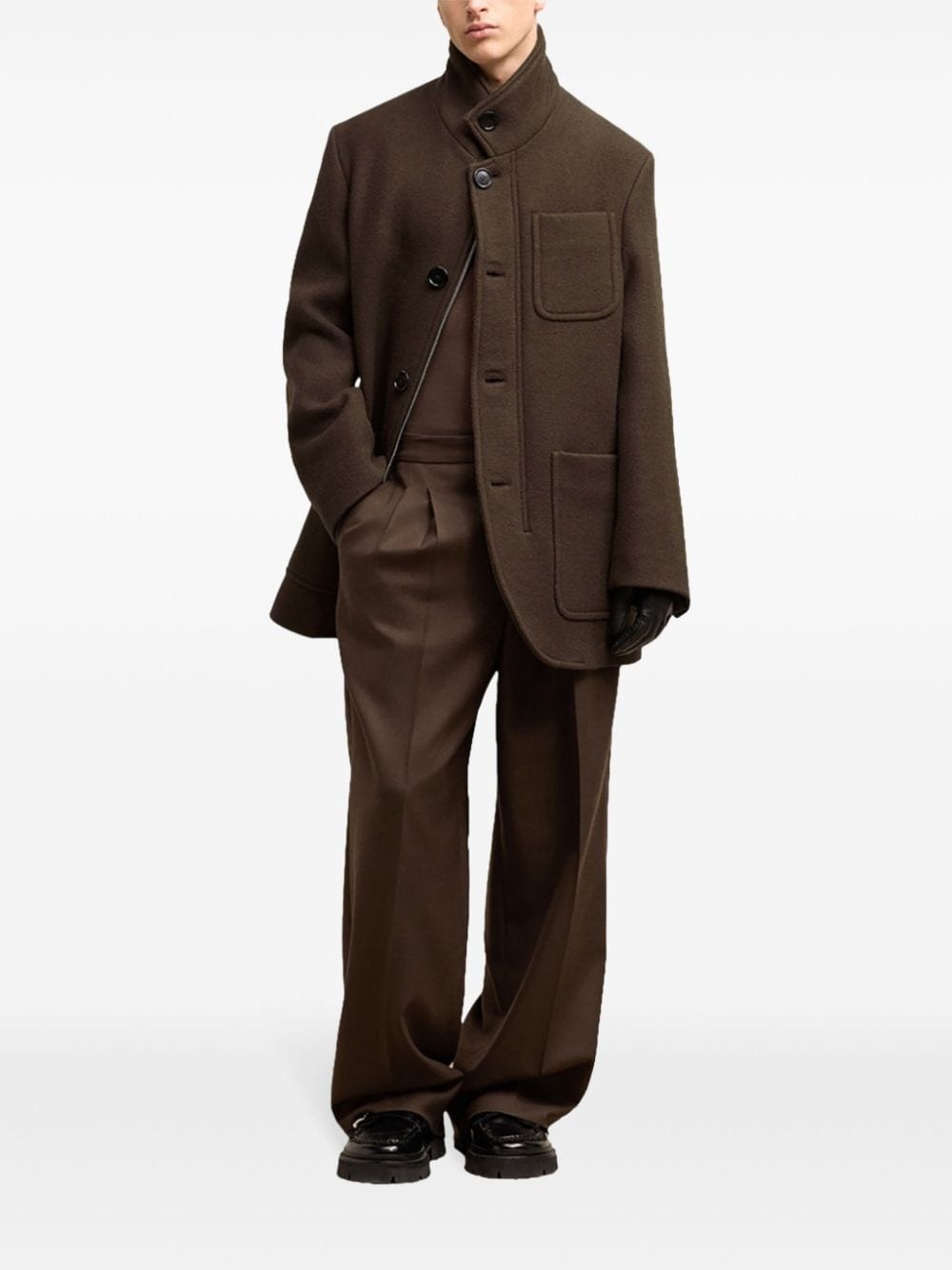 high-neck wool coat - 2