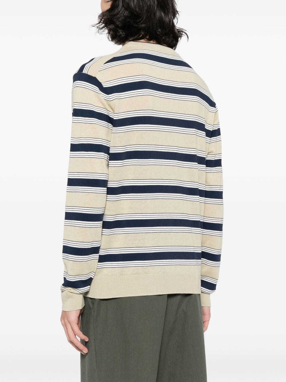 stripe print cotton blend sweater - 4