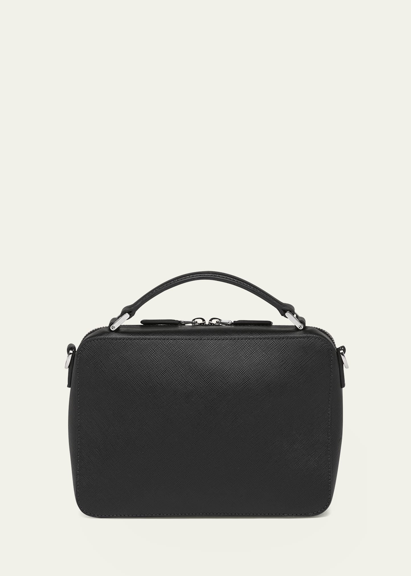 Men's Saffiano Leather Brique Crossbody Bag w/ Nylon Strap - 3