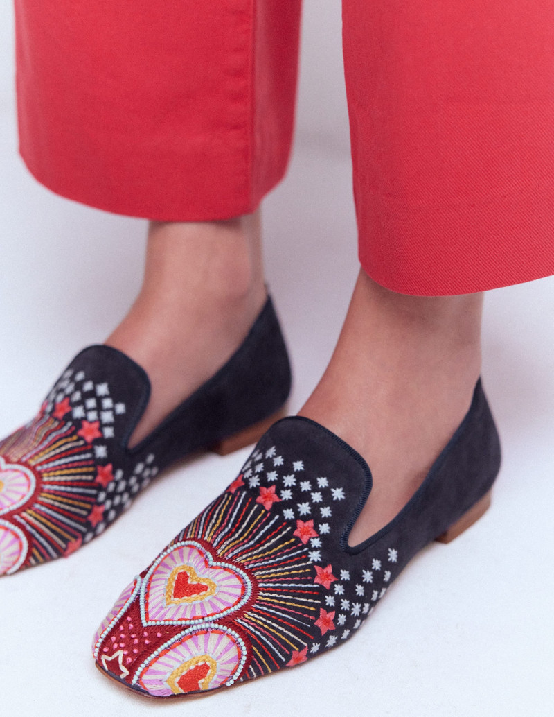 Slipper Cut Loafers-Navy 3