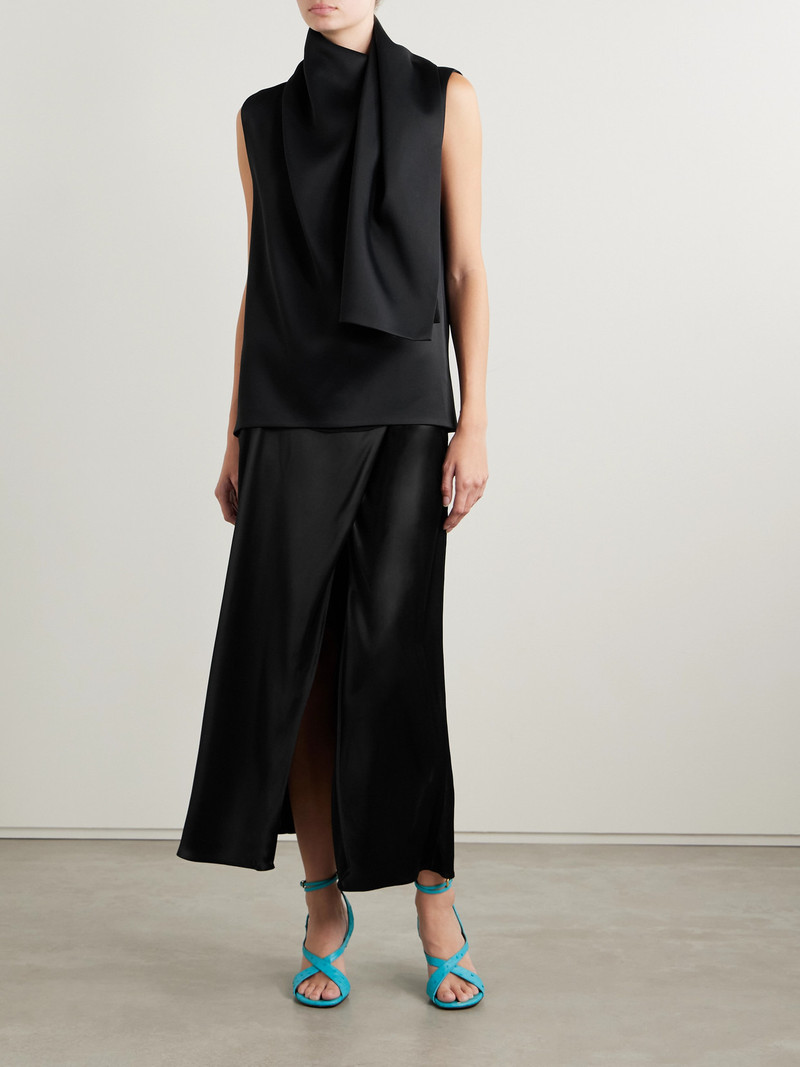 KHAITE Demi Satin Midi Skirt outlook