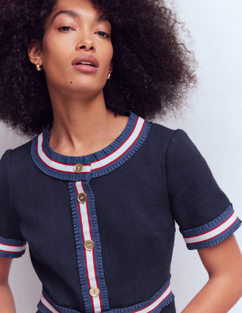 Button Short Dress-Navy 3