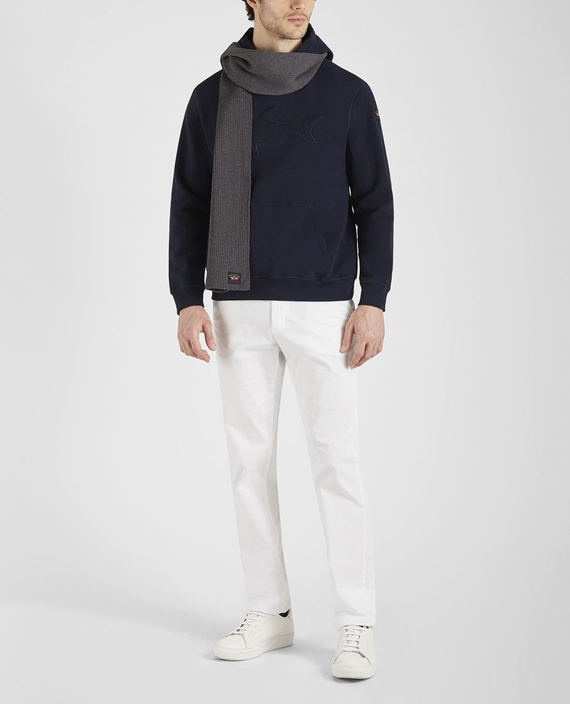 Paul & Shark Wool scarf with iconic badge outlook