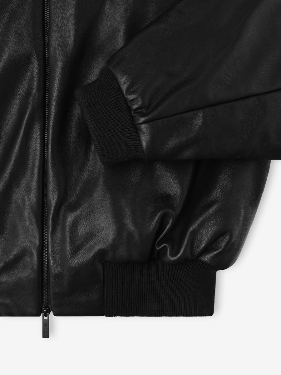Leather Hooded Bomber Jacket - 4