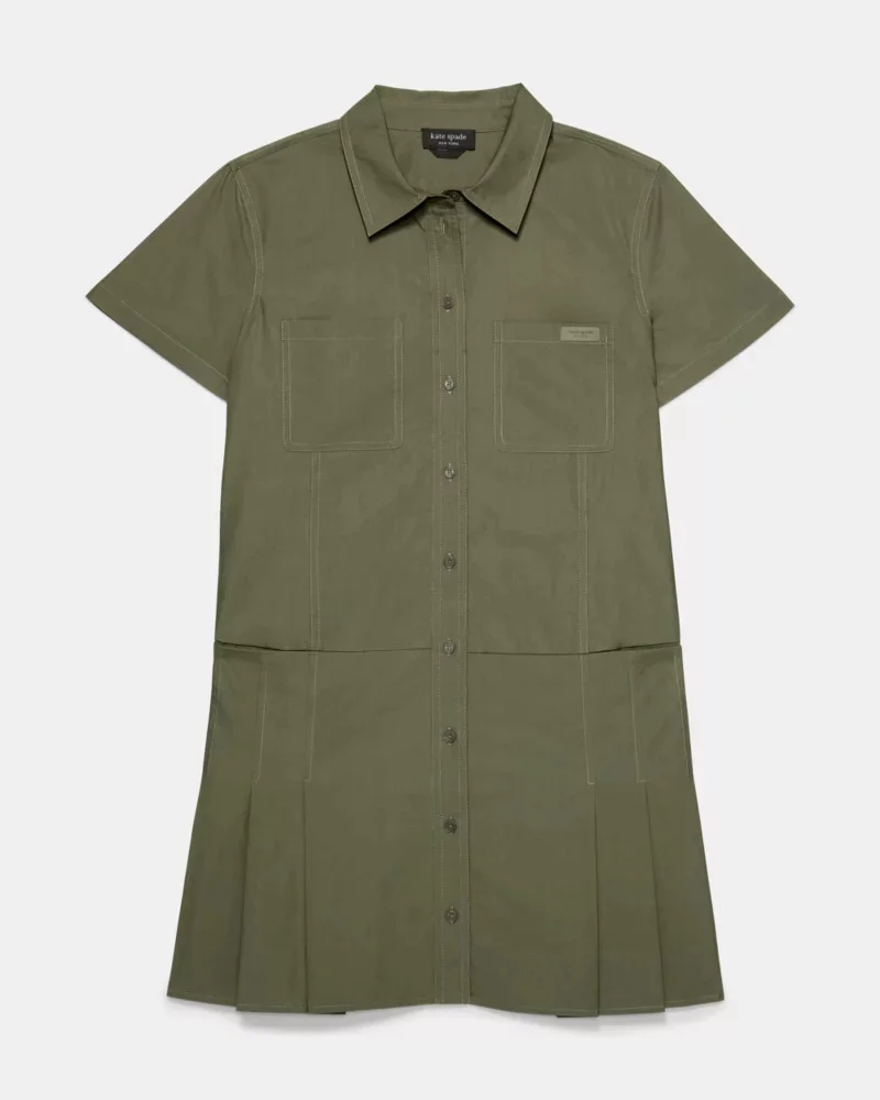 Pleated Utility Shirtdress - 1