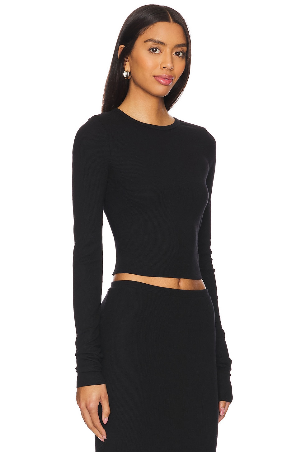 Cropped Long Sleeve Fitted Top - 2