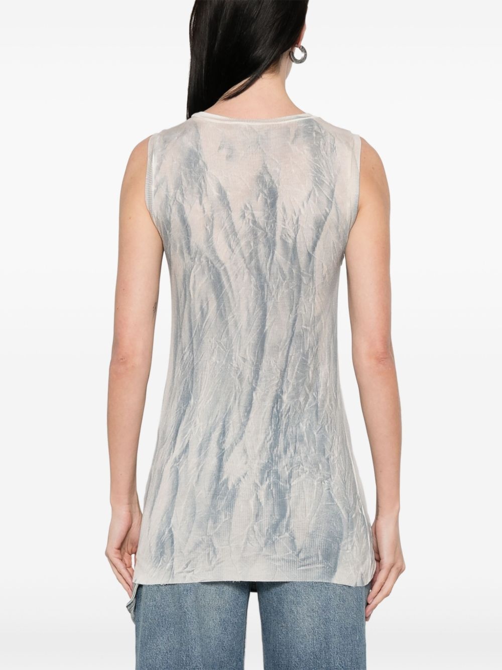 marbled-pattern tank top - 4