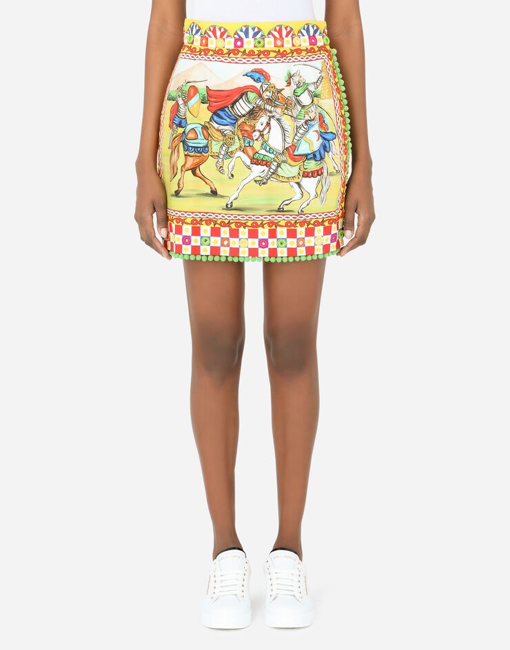 Short Carretto-print poplin skirt - 1