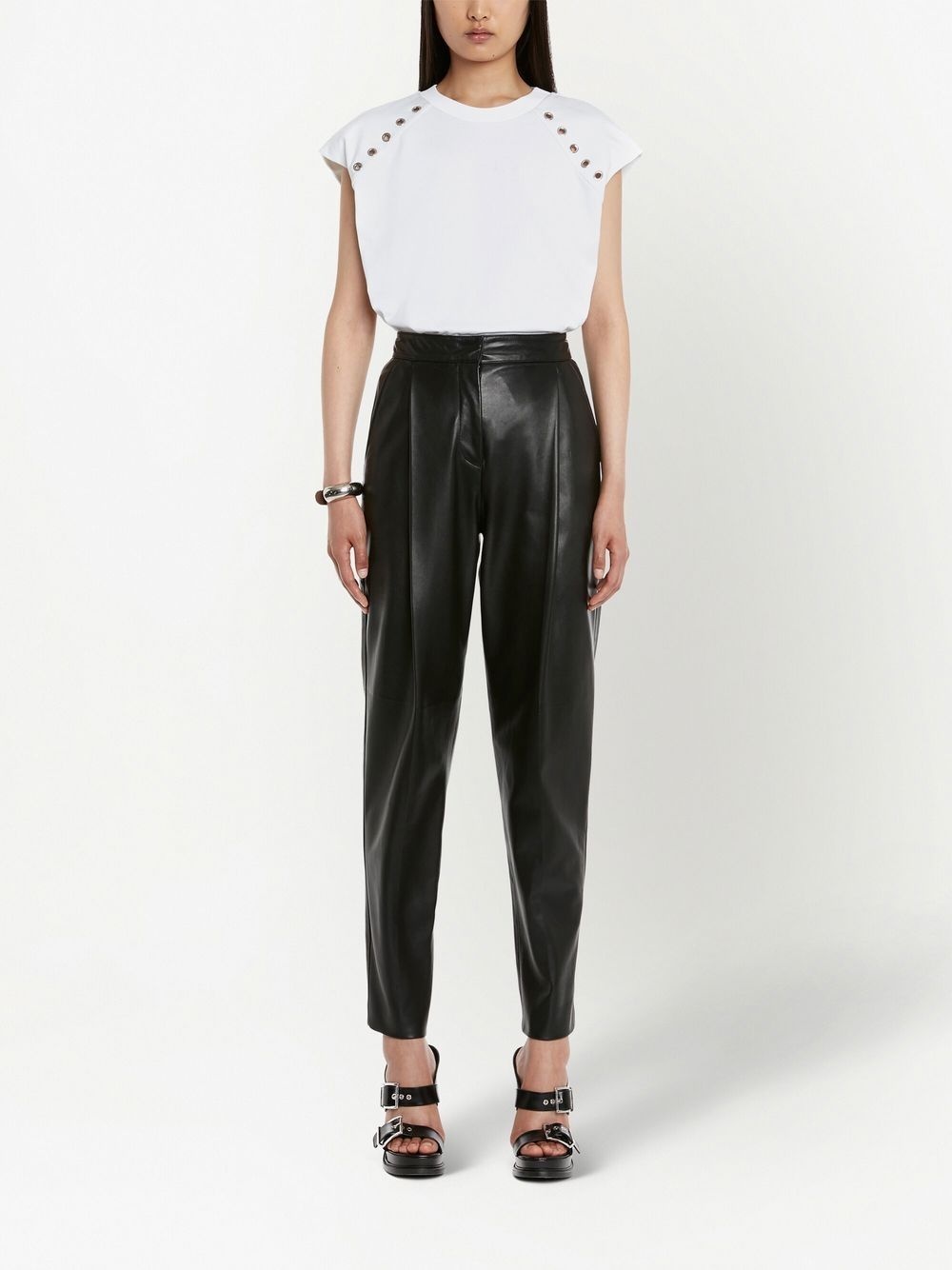 pleated leather tapered trousers - 2